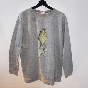 Vintage 90s Dr. Seuss The Grinch Crewneck Sweatshirt Grey